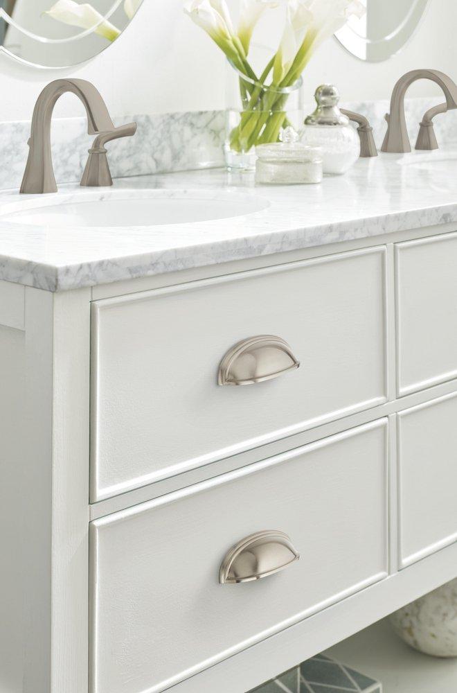 Amerock Satin Nickel Ashby 4 in (102 mm) & 3 in (76 mm) Center-to-Center Satin Nickel Cabinet Cup Pull 