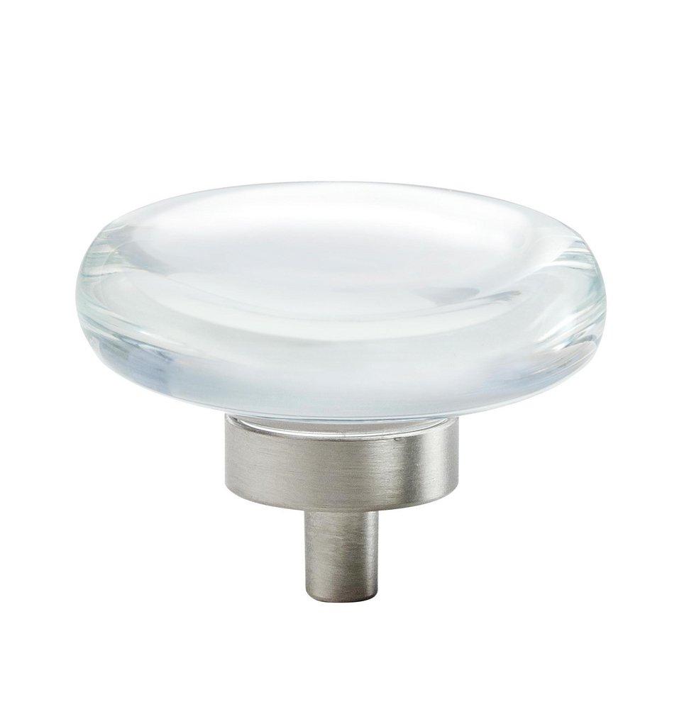 Amerock Clear/Satin Nickel Glacio 1-3/4 in (44 mm) Diameter Clear/Satin Nickel Cabinet Knob 