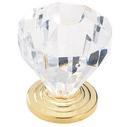 1-1/4 in. Round Cabinet Knob in Clear/Burnished Brass