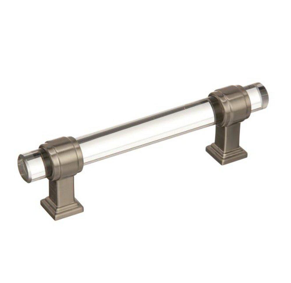 Amerock Clear/Satin Nickel 3-3/4 in. Center-to-Center Pull 