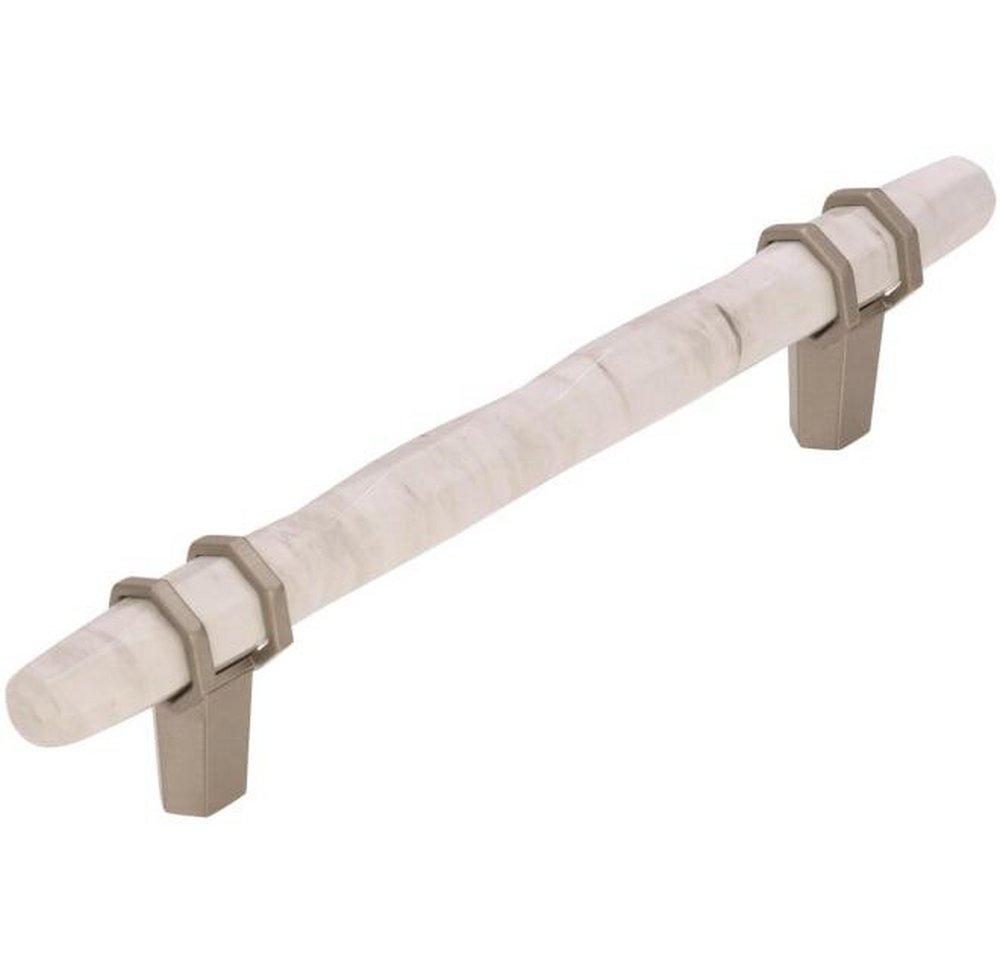 Amerock Marble White/Satin Nickel 5-1/16 in. Center-to-Center Pull 