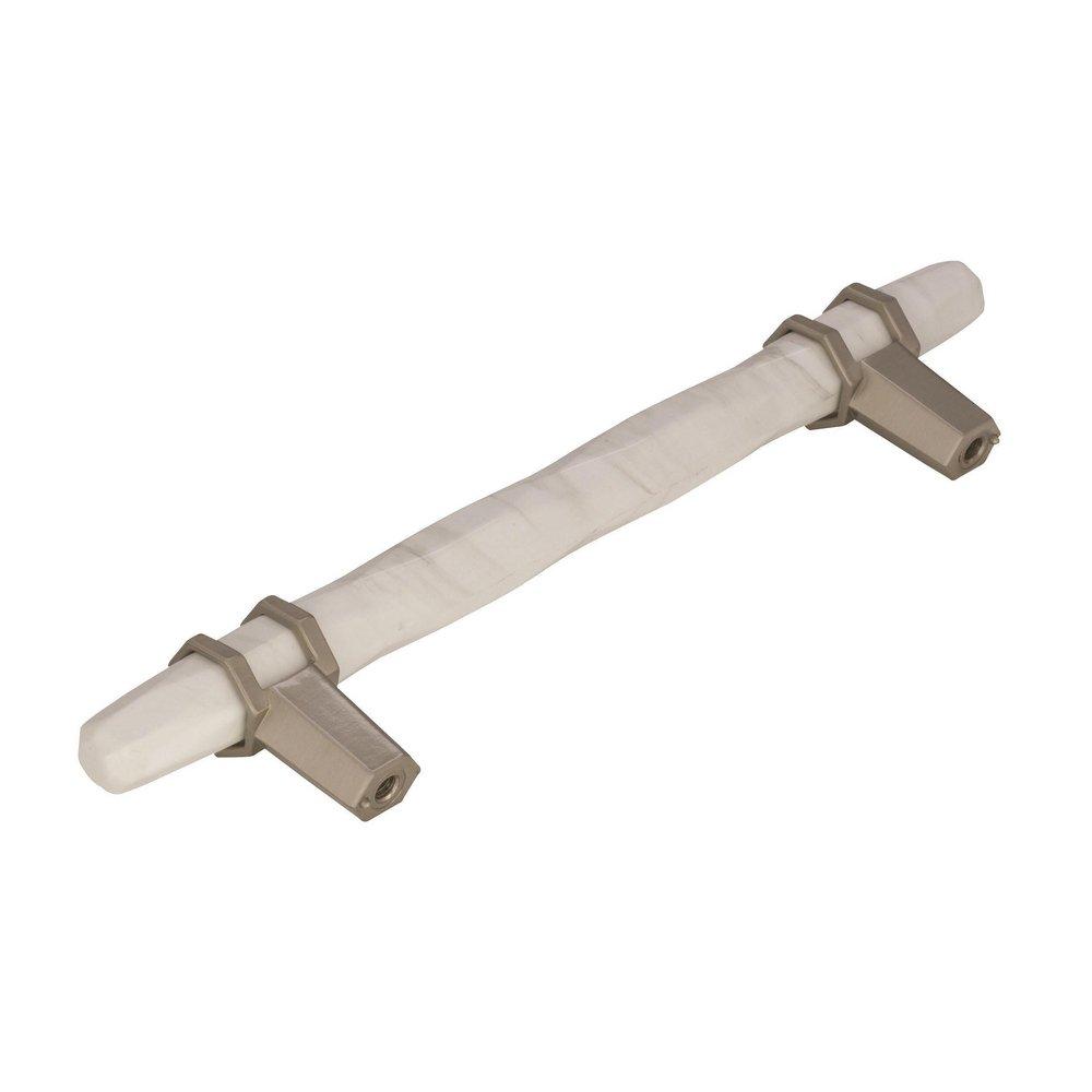 Carrione 5-1/16 in (128 mm) Center-to-Center Marble White/Satin Nickel Cabinet Pull 