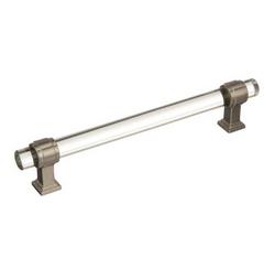 6-5/16 in. Center-to-Center Cabinet Pull in Clear/Satin Nickel