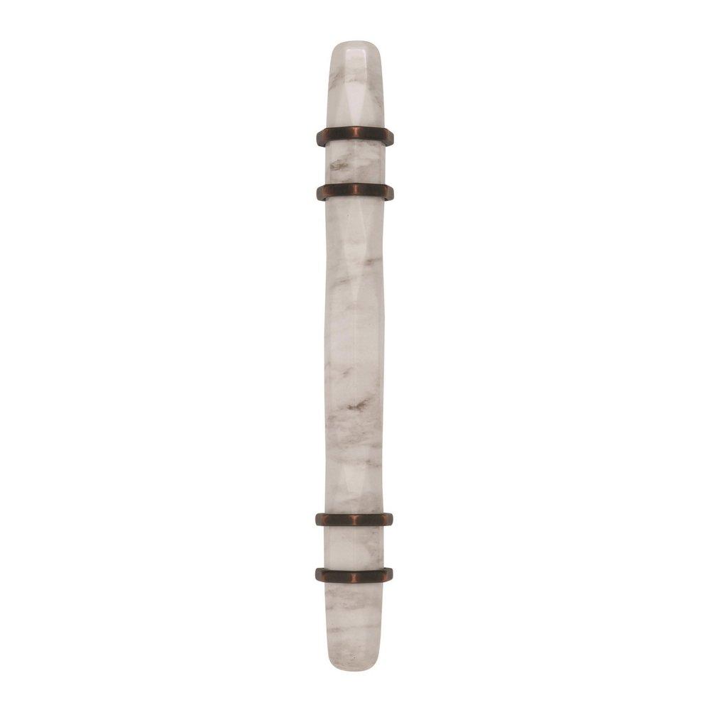 Carrione 3-3/4 in (96 mm) Center-to-Center Marble White/Oil-Rubbed Bronze Cabinet Pull 