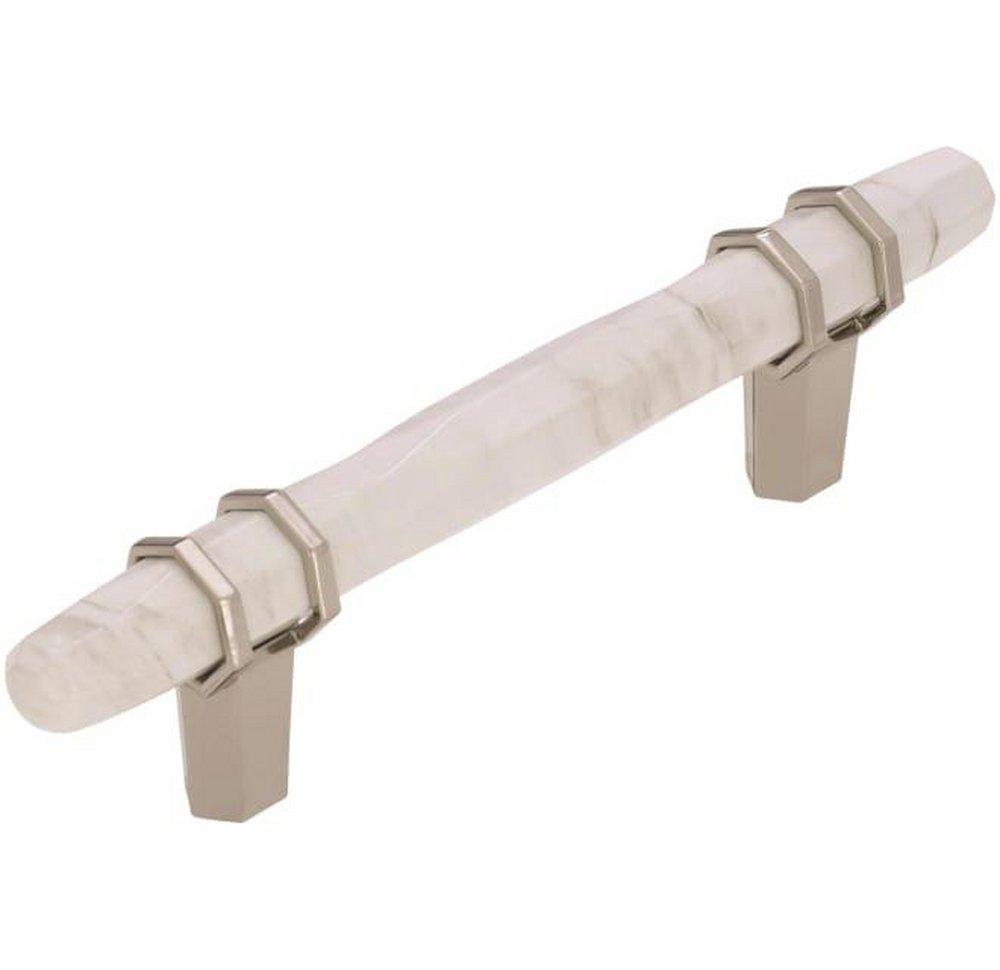 Amerock Marble White/Polished Nickel 3-3/4 in. Center-to-Center Pull 