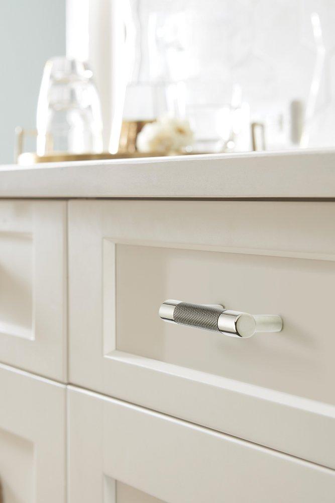 Amerock Polished Nickel/Gunmetal Esquire 3in & 3-3/4 in (76mm & 96 mm) Center-to-Center Polished Nickel/Gunmetal Cabinet Pull 