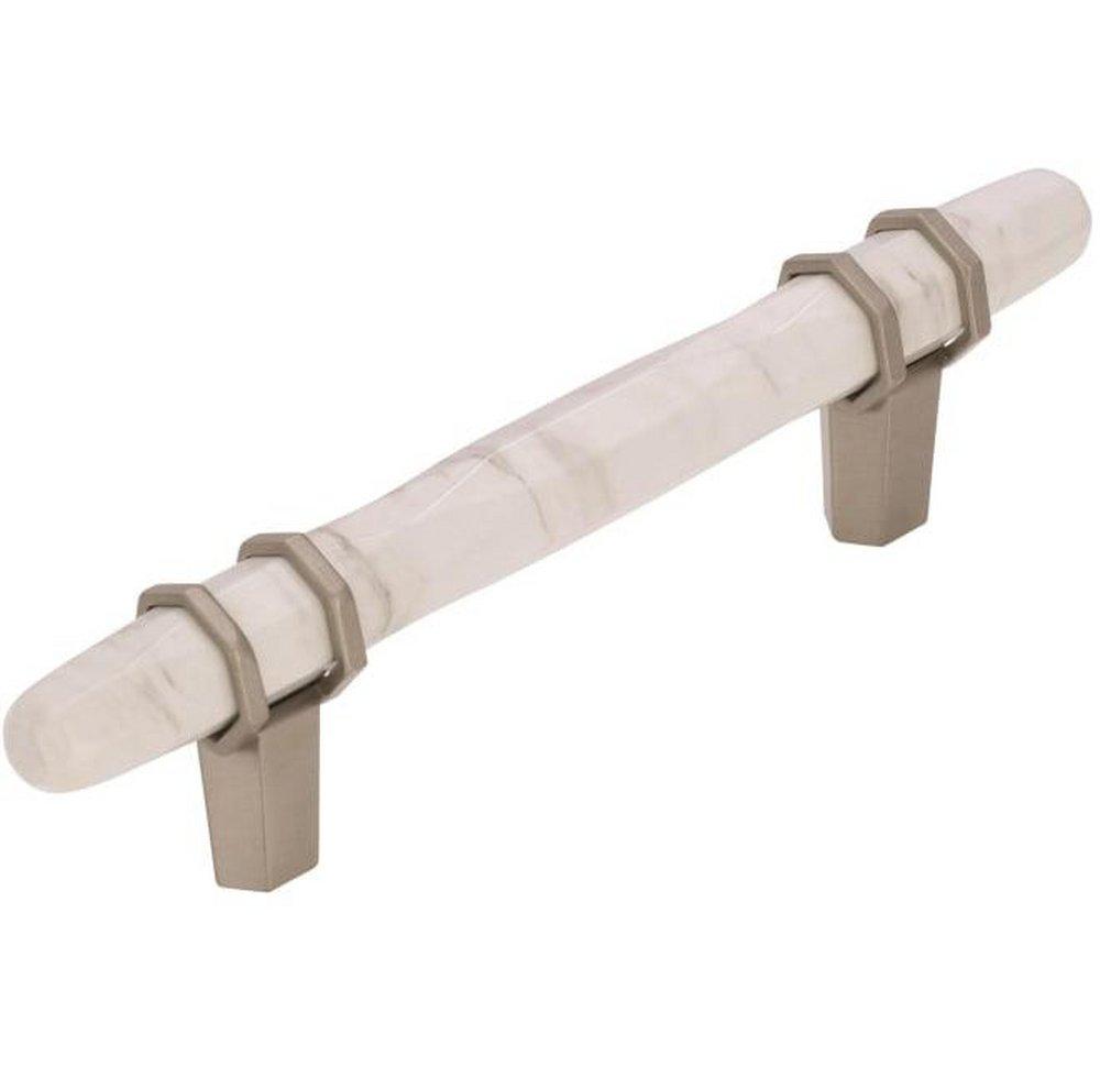 Amerock Marble White/Satin Nickel 3-3/4 in. Center-to-Center Pull 