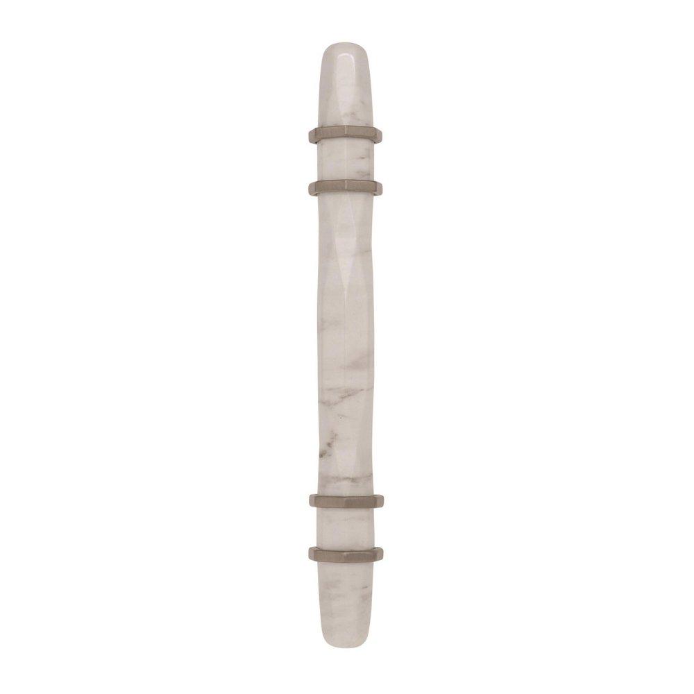 Carrione 3-3/4 in (96 mm) Center-to-Center Marble White/Satin Nickel Cabinet Pull 