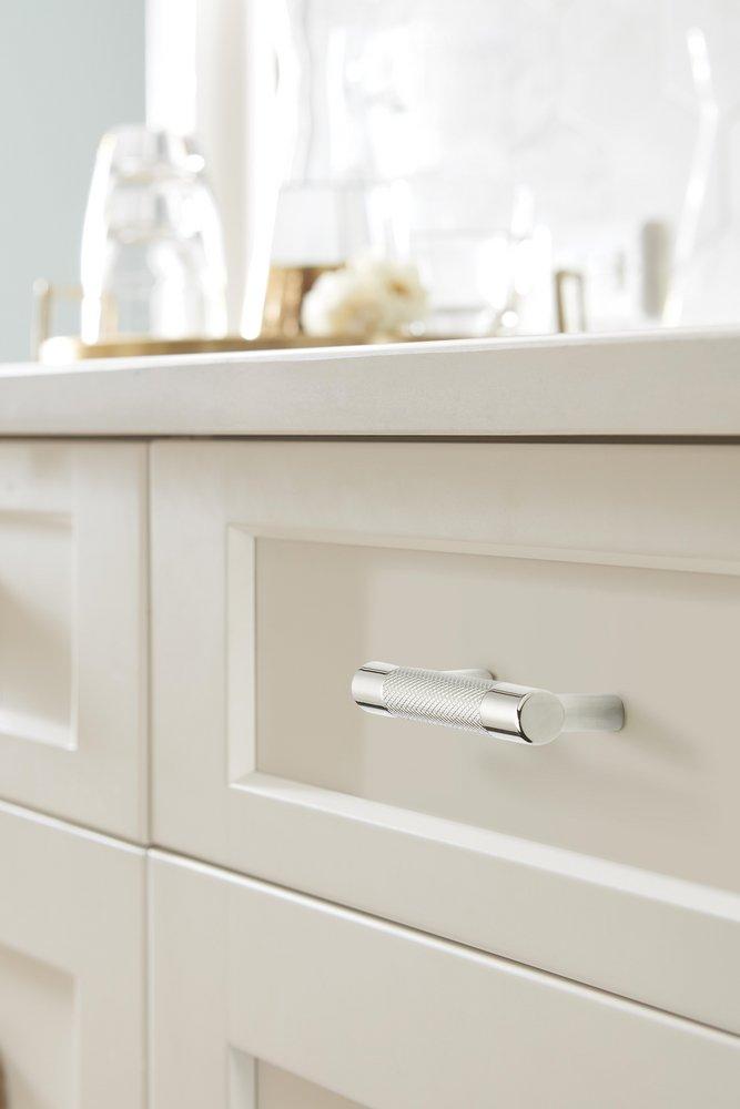 Amerock Polished Nickel/Stainless Steel Esquire 3in & 3-3/4 in (76mm & 96 mm) Center-to-Center Polished Nickel/Stainless Steel Cabinet Pull 