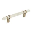 Carrione 3-3/4 in (96 mm) Center-to-Center Marble White/Golden Champagne Cabinet Pull