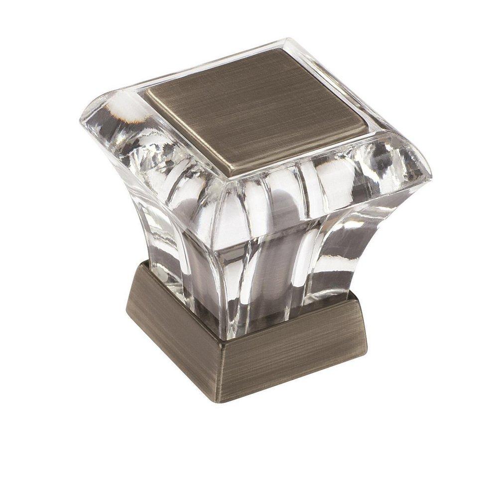 Amerock Clear/Antique Silver Abernathy 1-1/16 in (27 mm) Length Clear/Antique Silver Cabinet Knob 