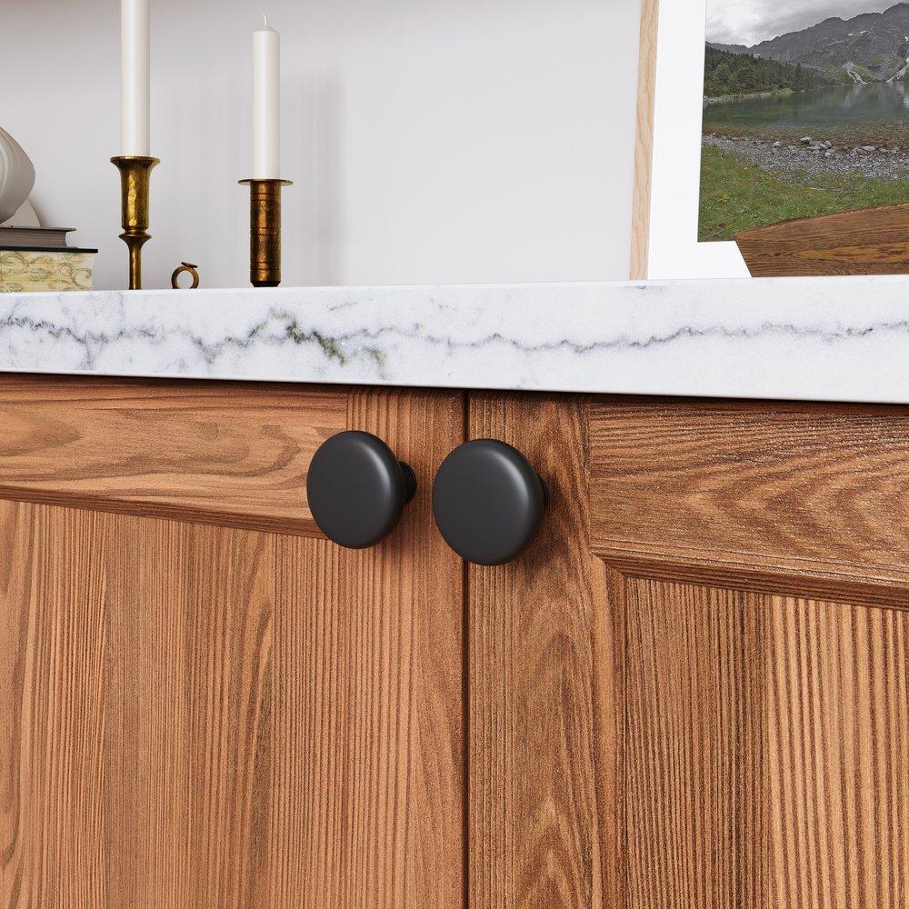 Amerock Matte Black 1-1/4 in. Knob 