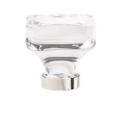 1-3/8 in. Square Cabinet Knob in Clear/Polished Nickel