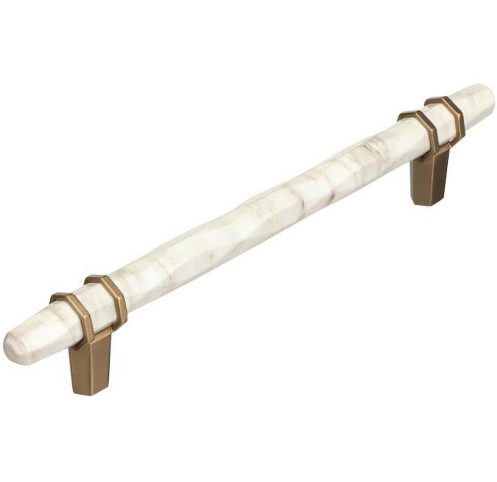 Amerock Marble White/Golden Champagne 6-5/16 in. Center-to-Center Pull 