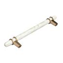 Carrione 6-5/16 in (160 mm) Center-to-Center Marble White/Golden Champagne Cabinet Pull 