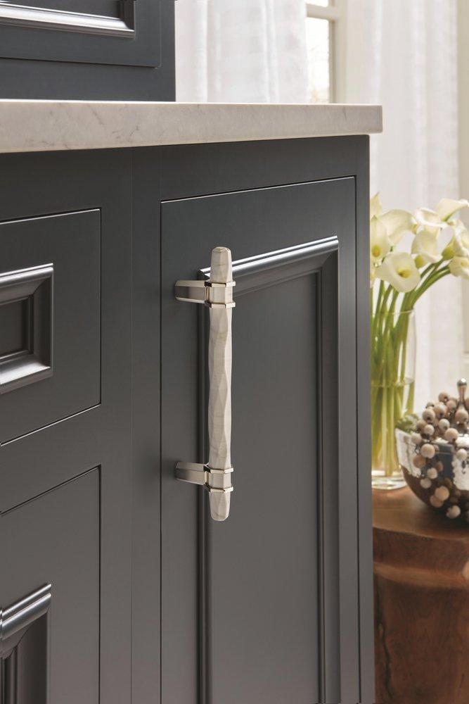 Carrione 5-1/16 in (128 mm) Center-to-Center Marble White/Polished Nickel Cabinet Pull 