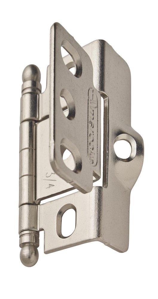 Amerock Satin Nickel 3/4 in (19 mm) Door Thickness Full Inset, Full Wrap, Ball Tip Satin Nickel Hinge 