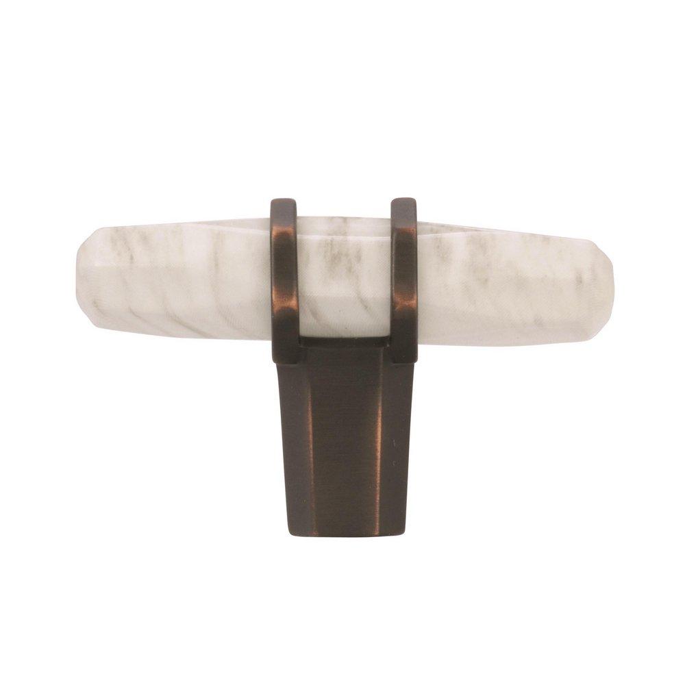 Carrione 2-1/2 in (64 mm) Length Marble White/Oil-Rubbed Bronze Cabinet Knob 