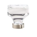 1-3/8 in. Square Cabinet Knob in Clear/Satin Nickel
