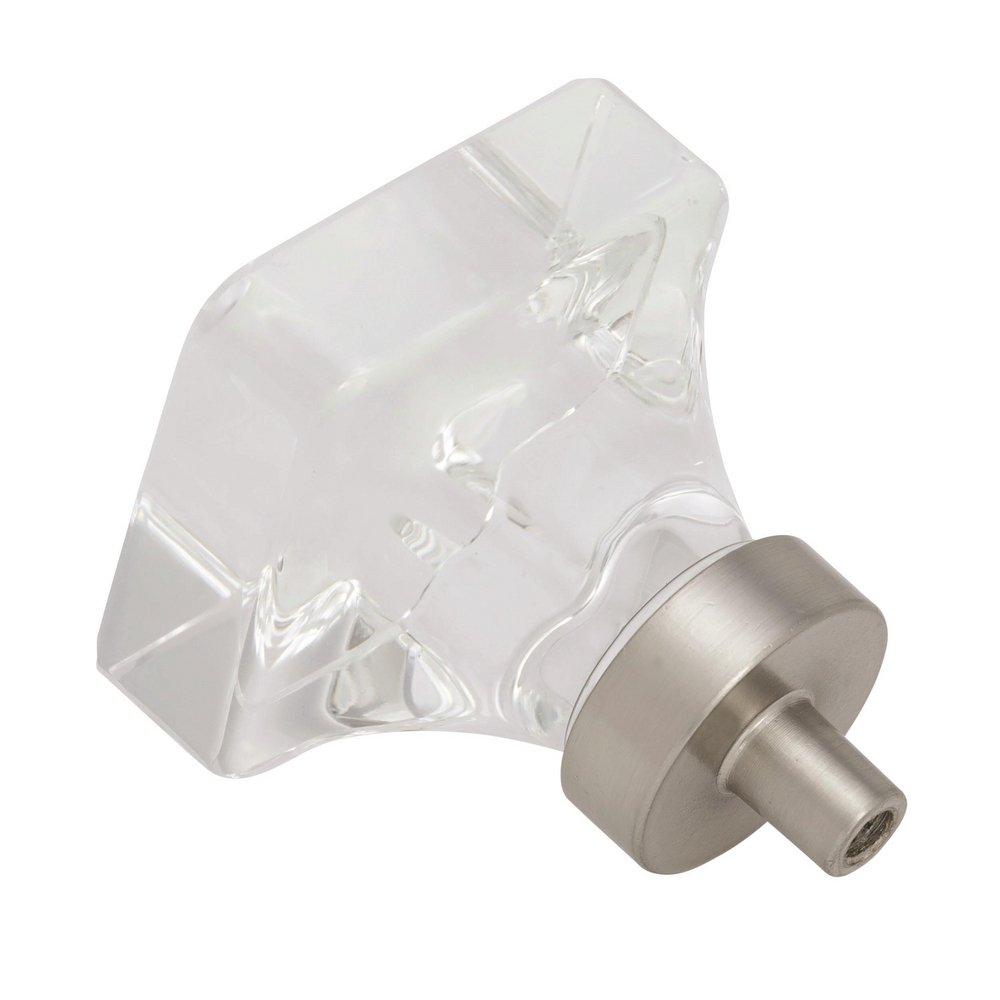 Amerock Clear/Satin Nickel Glacio 1-3/8 in (35 mm) Length Clear/Satin Nickel Cabinet Knob 