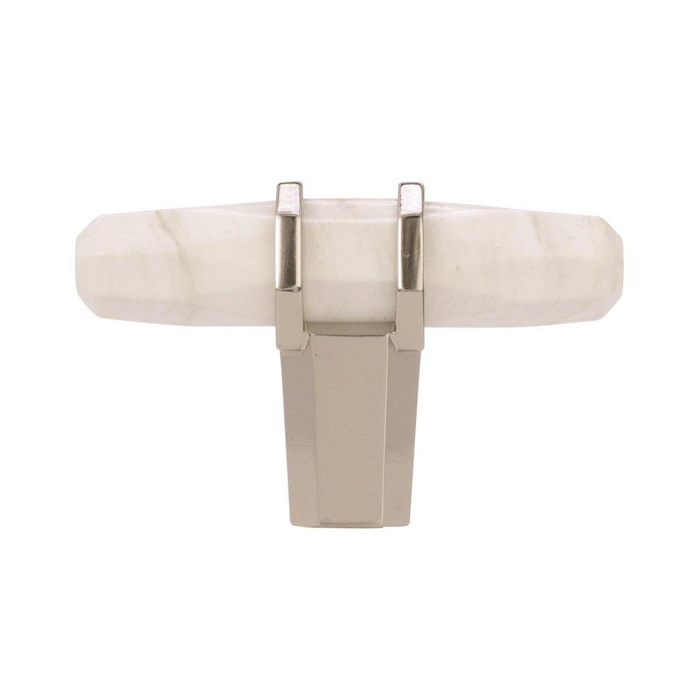 Carrione 2-1/2 in (64 mm) Length Marble White/Polished Nickel Cabinet Knob 