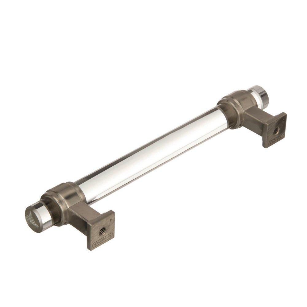 Amerock Clear/Satin Nickel Glacio 5-1/16 in (128 mm) Center-to-Center Clear/Satin Nickel Cabinet Pull 