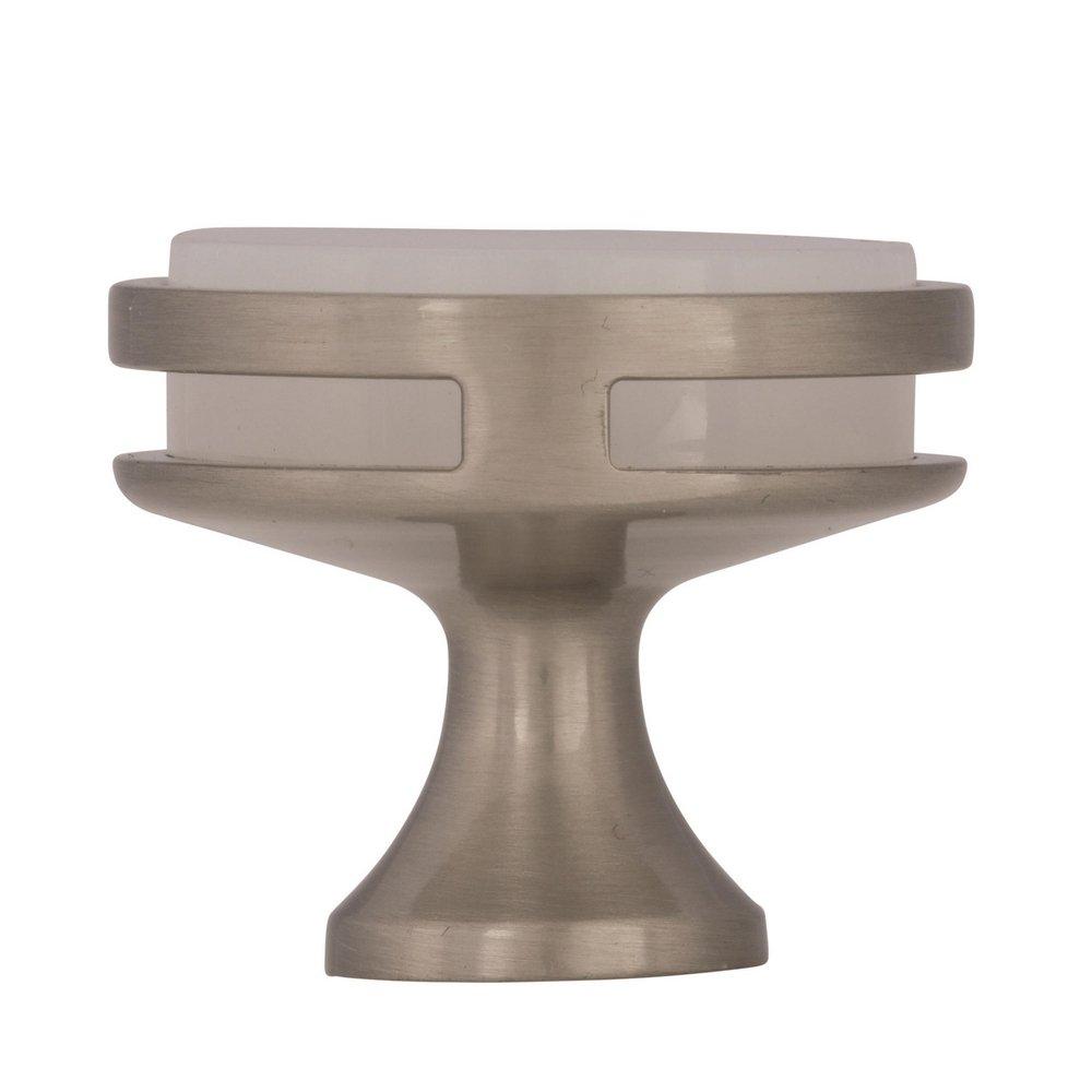 Oberon 1-3/8 in (35 mm) Diameter Satin Nickel/Frosted Cabinet Knob 