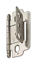 Amerock Satin Nickel 3/4 in (19 mm) Door Thickness Full Inset, Partial Wrap, Ball Tip Satin Nickel Hinge 