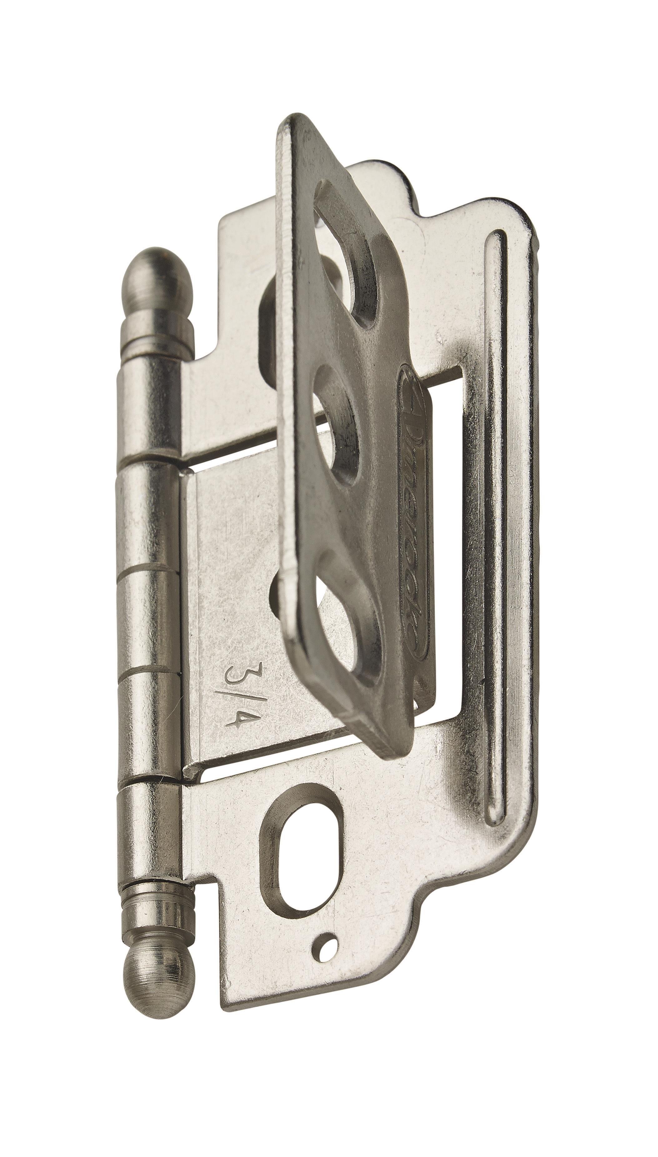 Amerock Satin Nickel 3/4 in. Partial Wrap Full Inset Ball Tip Hinge 