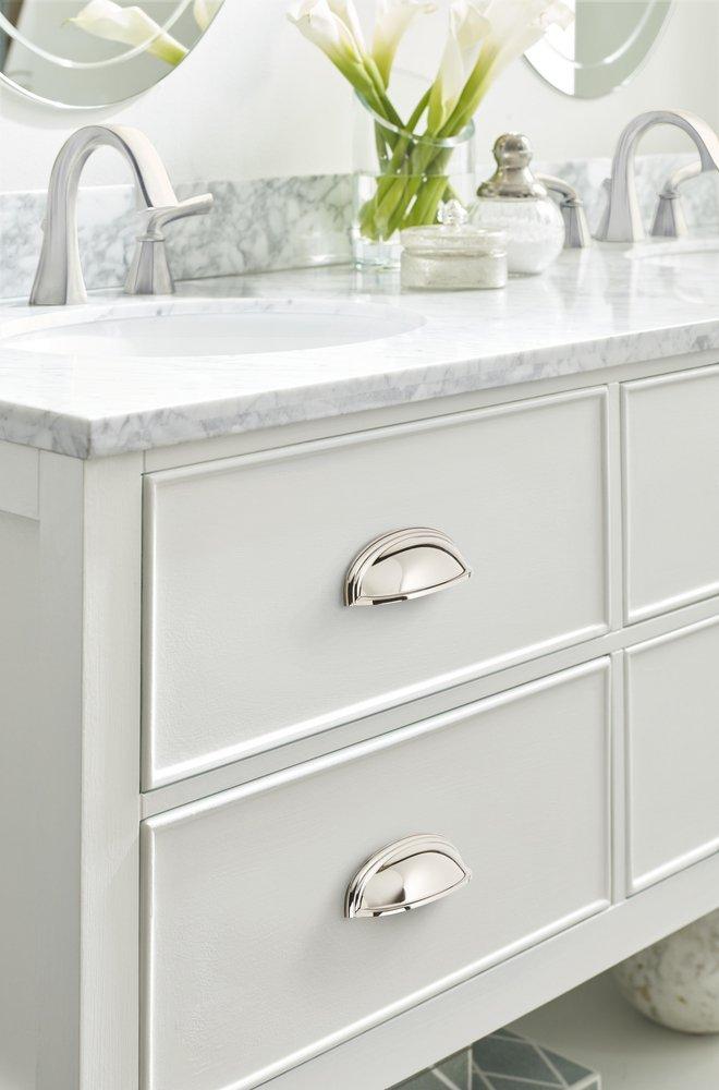 Ashby 4 in (102 mm) & 3 in (76 mm) Center-to-Center Polished Nickel Cabinet Cup Pull 