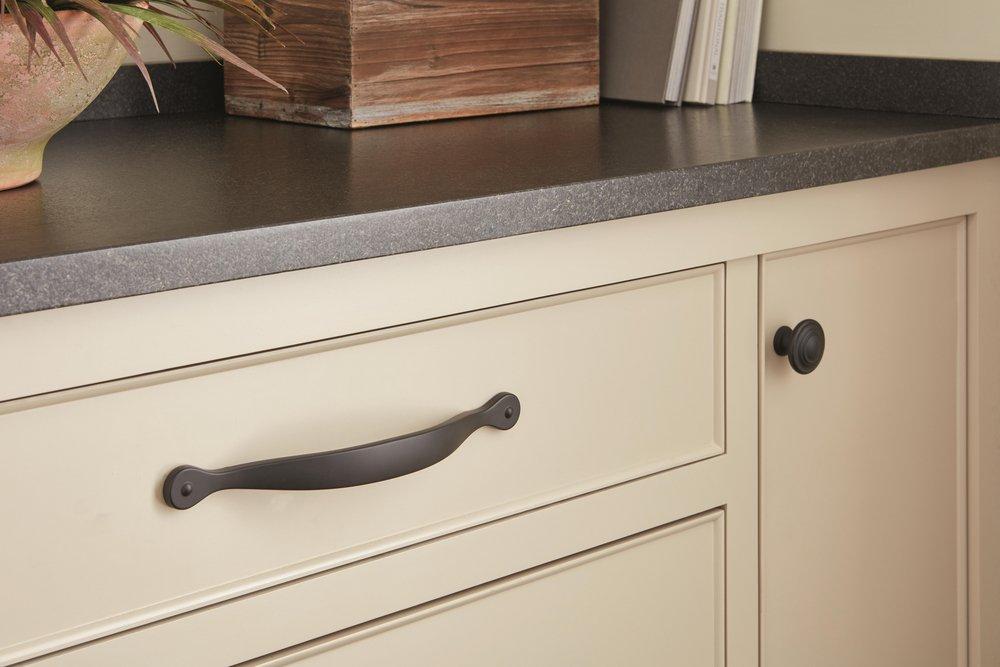 Amerock Flat Black Inspirations 1-5/16 in (33 mm) Diameter Flat Black Cabinet Knob 