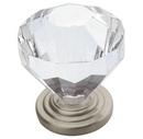 1-1/4 in. Round Cabinet Knob in Clear/Satin Nickel