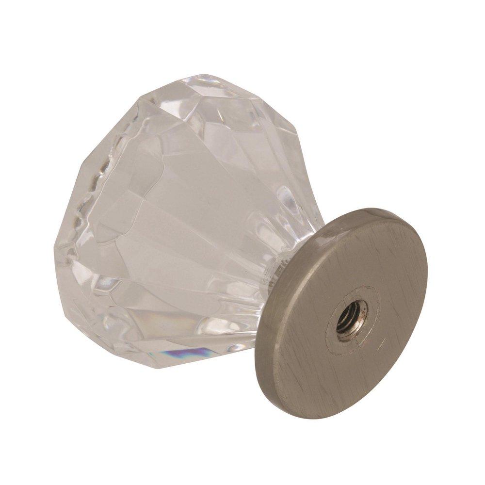 Amerock Satin Nickel 1-1/4 in (32 mm) Diameter Clear/Satin Nickel Cabinet Knob 