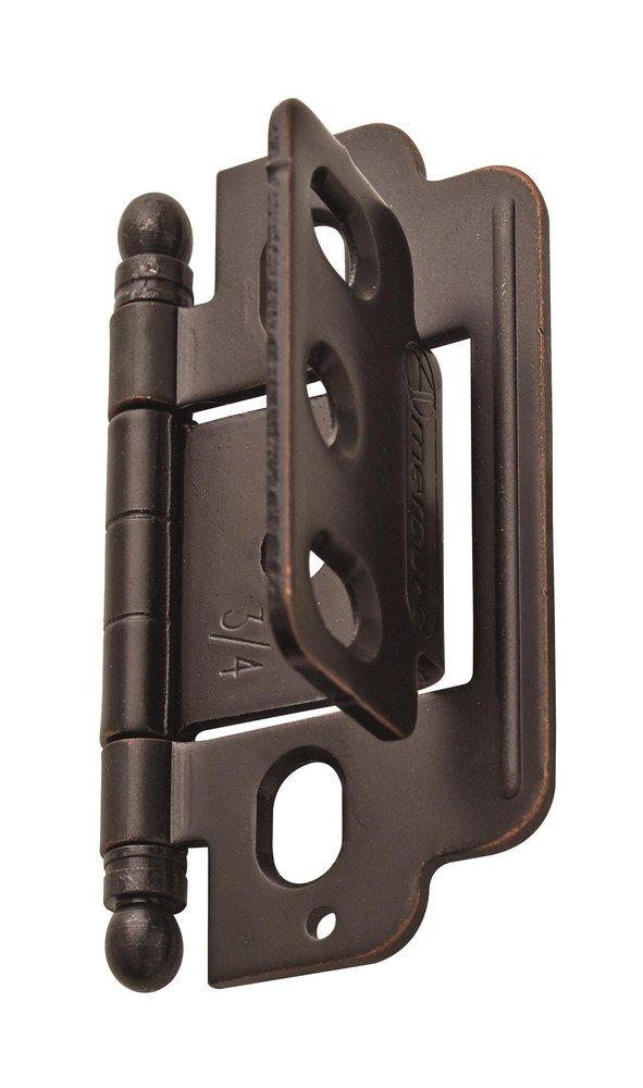 Amerock Oil Rubbed Bronze 3/4 in (19 mm) Door Thickness Full Inset, Partial Wrap, Ball Tip Oil-Rubbed Bronze Hinge 