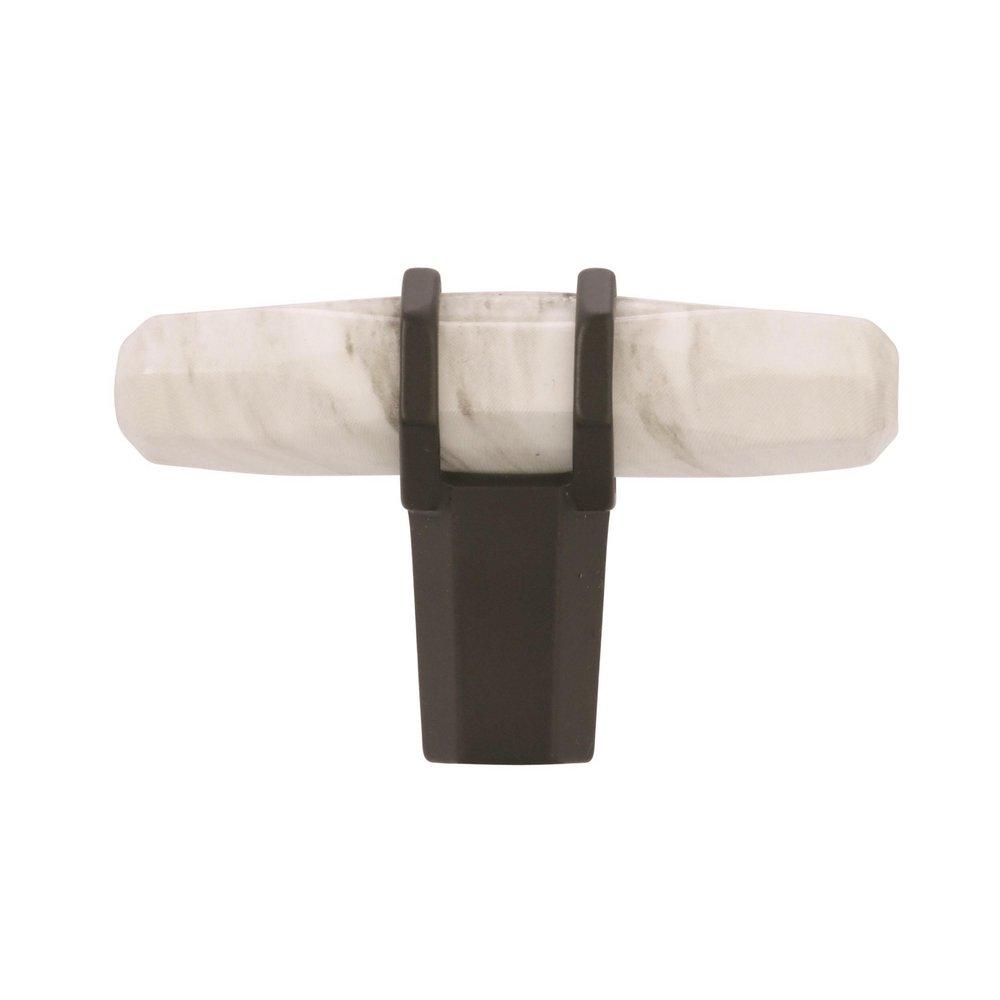Carrione 2-1/2 in (64 mm) Length Marble White/Black Bronze Cabinet Knob 