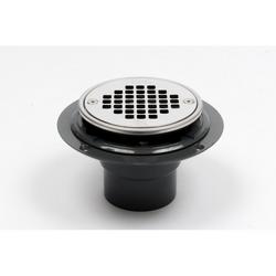 2 in. PVC Round Low Profile Drain with Screw-in Strainer and Ring in Polished Stainless Steel