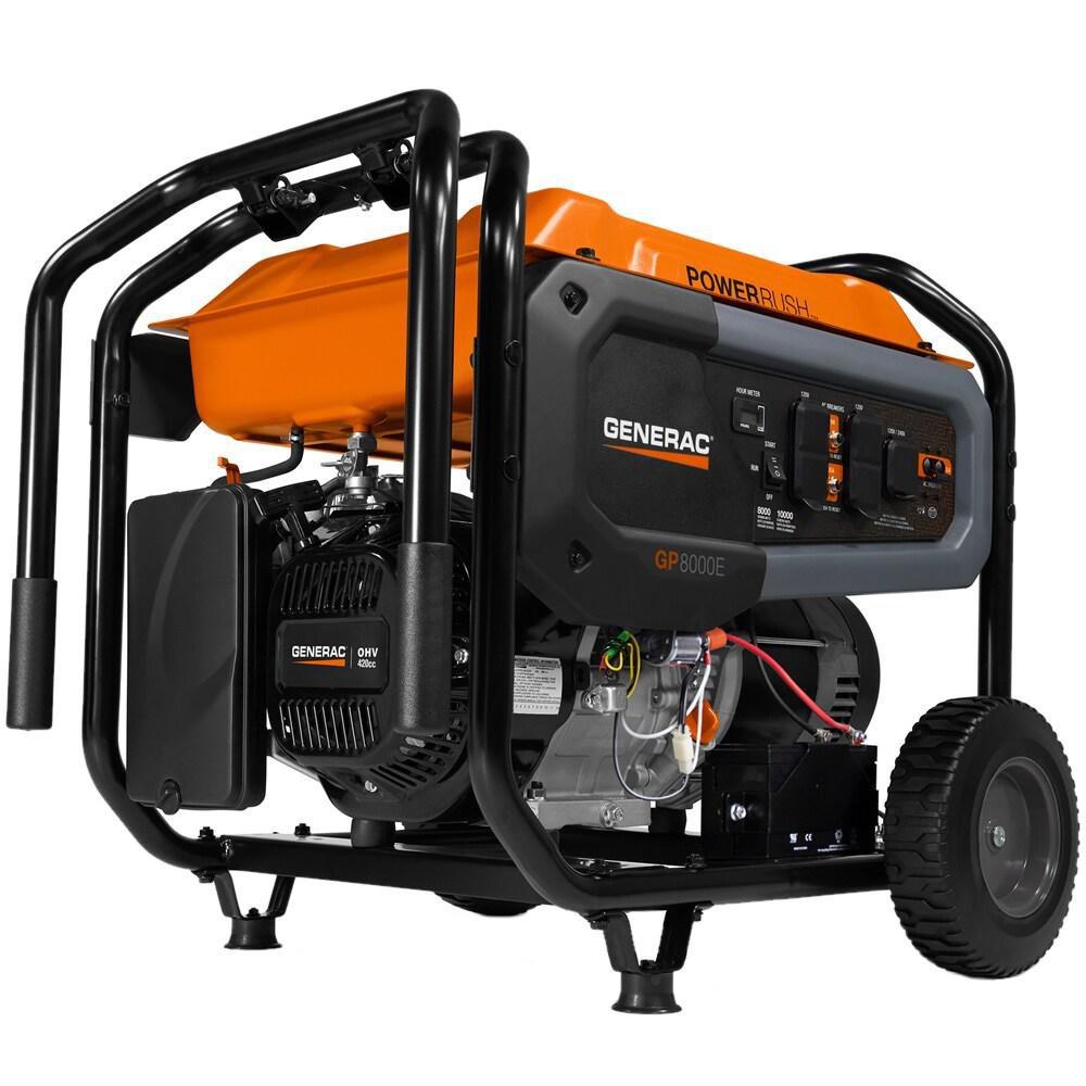 Generac Power Systems Orange/Black Electric Start Portable Generator 