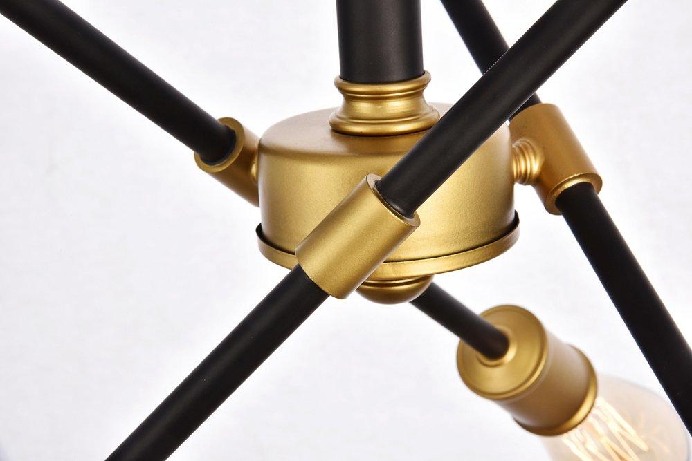 Living District Black/Brass AXEL COLLECTION FLUSHMOUNT D17.1 H16.6 LT:6 BLACK AND BRASS FINISH 