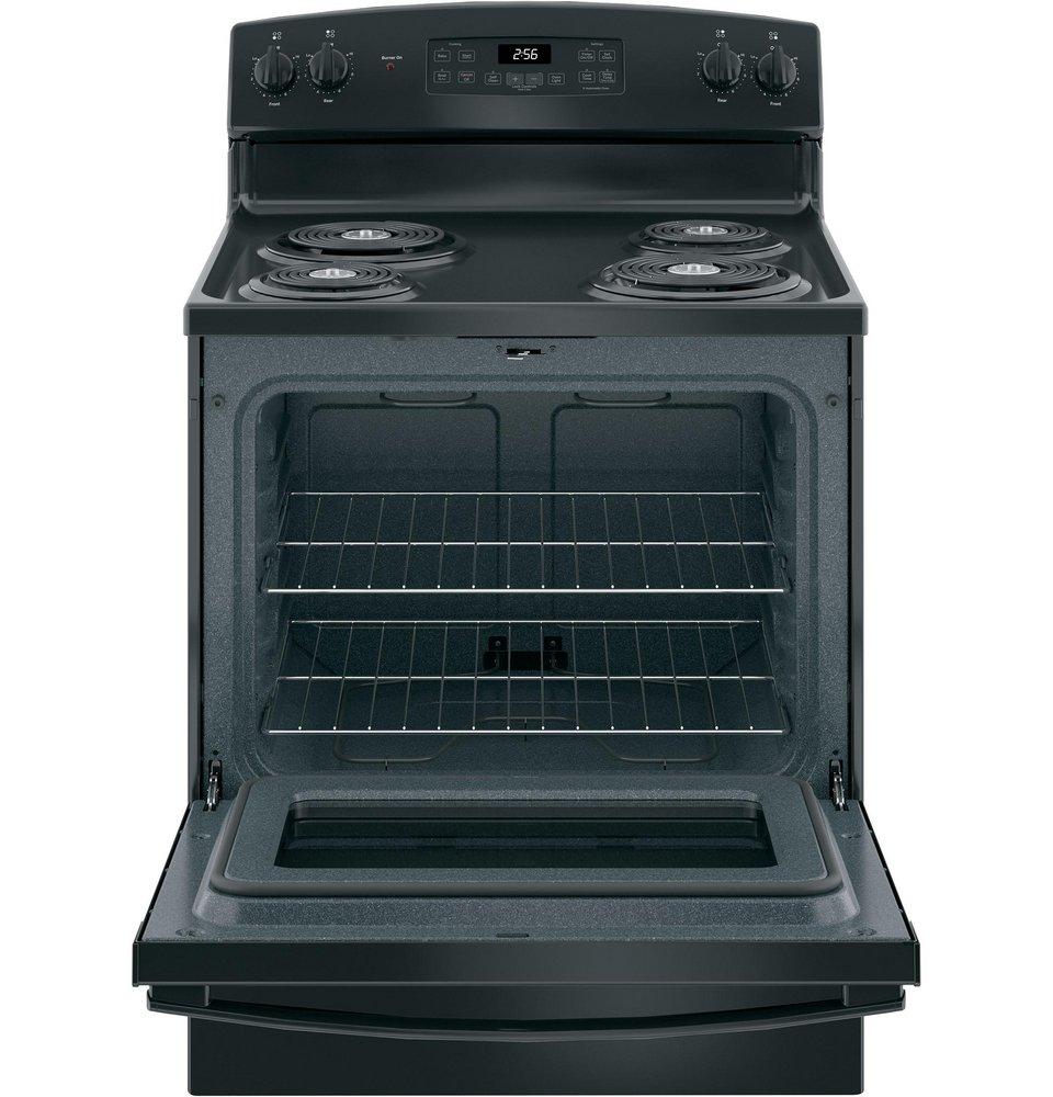 GE&reg; Black 30 in. Electric 4-Burner Coil Freestanding Range 