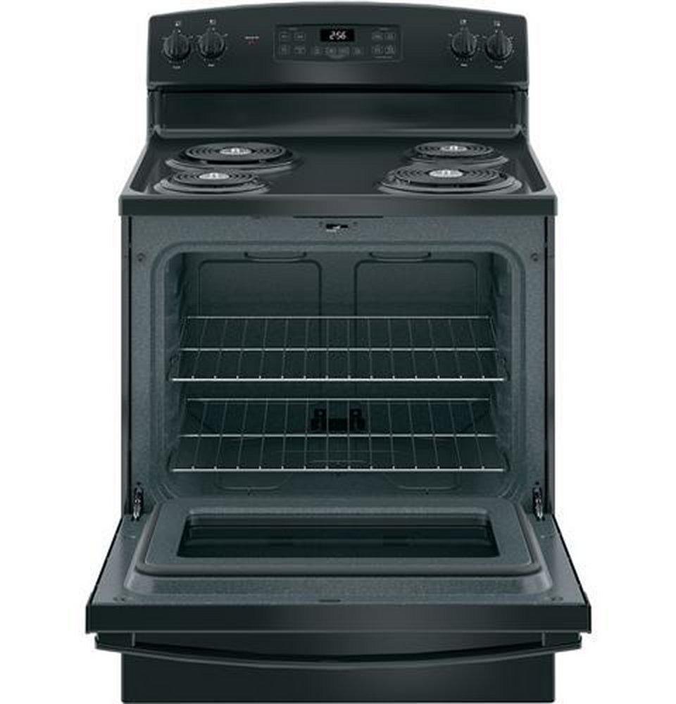 GE&reg; Black 30 in. Electric 4-Burner Coil Freestanding Range 