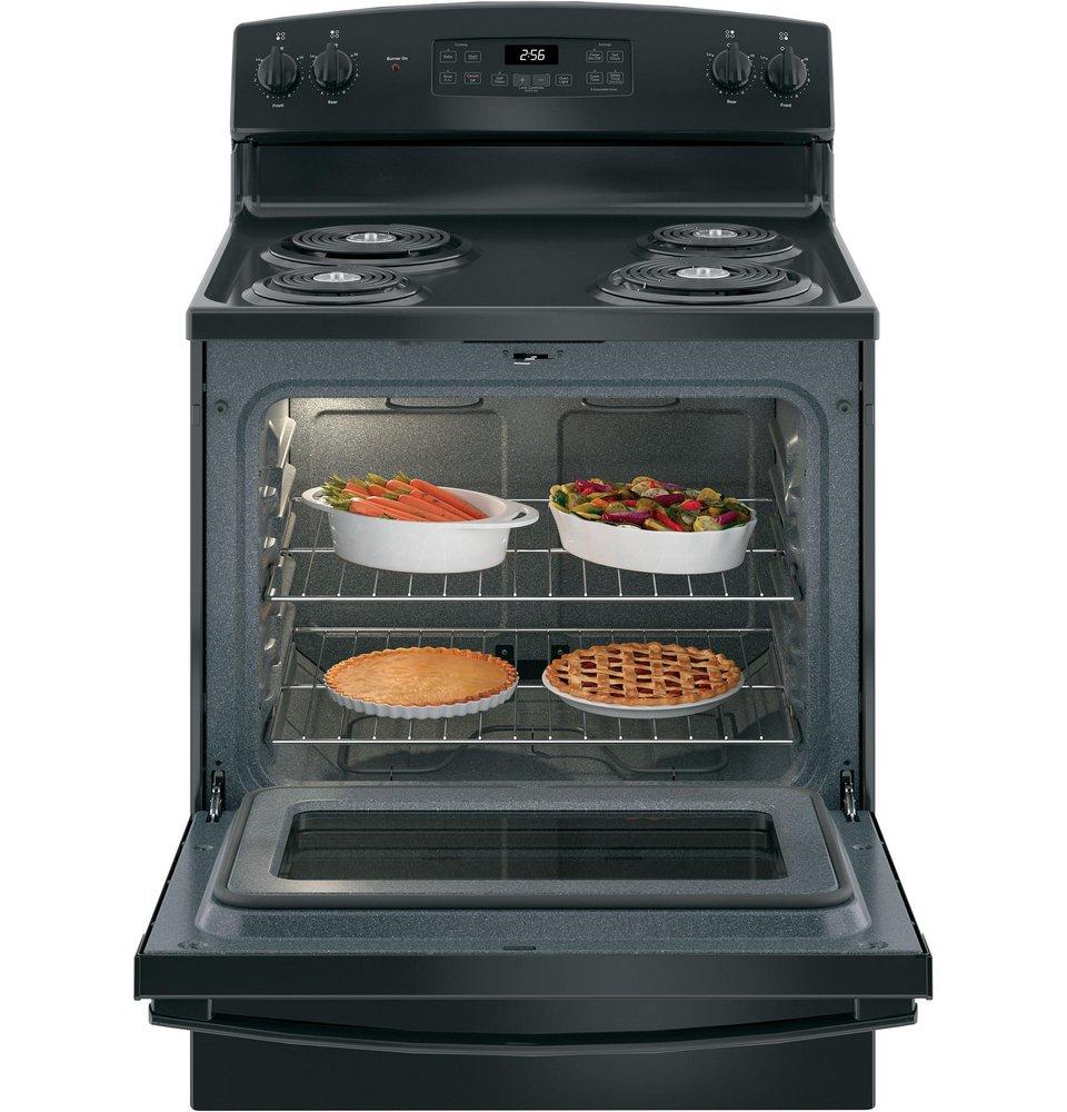 GE&reg; Black 30 in. Electric 4-Burner Coil Freestanding Range 