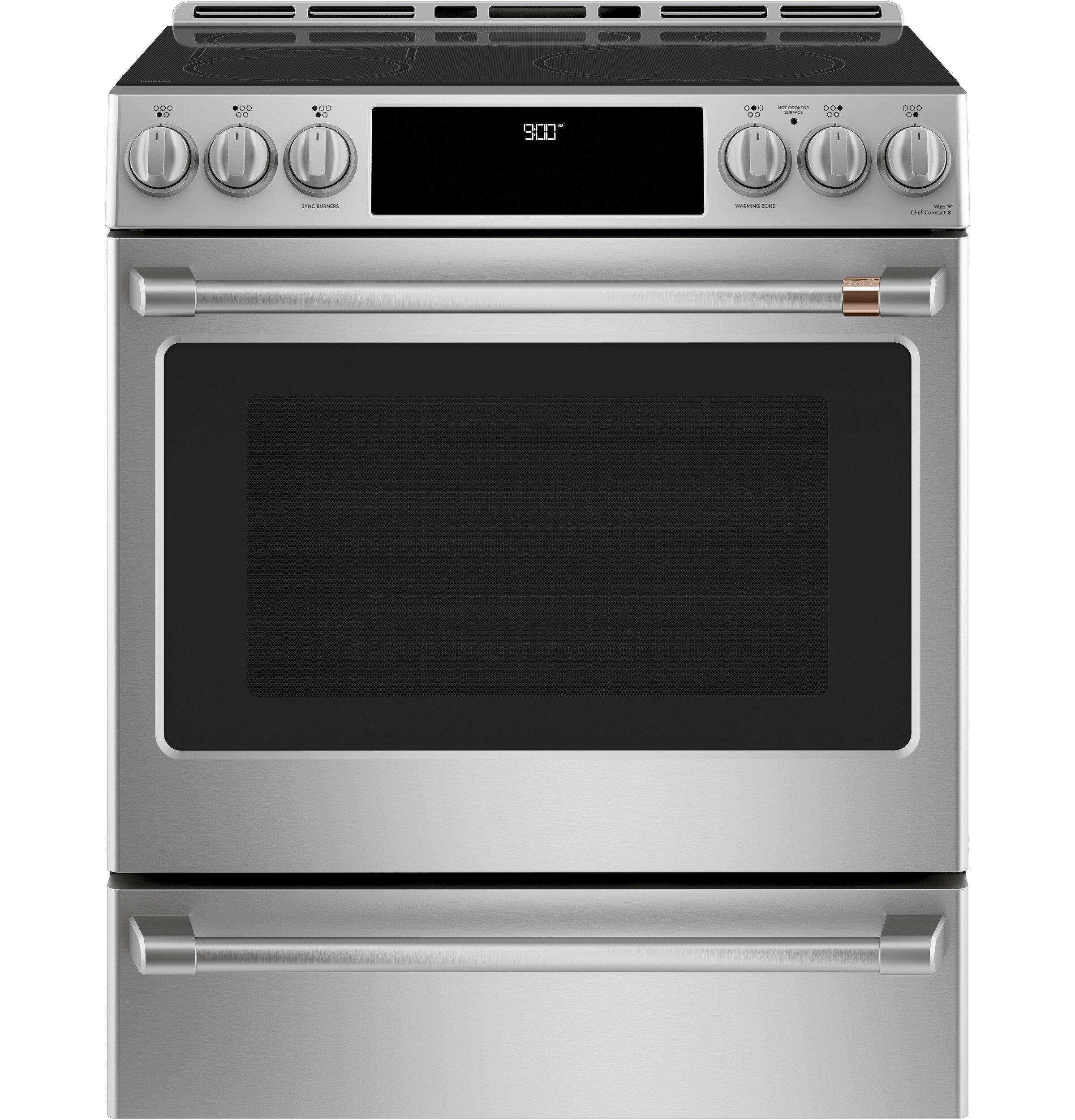 GE Caf&eacute; Stainless Steel 29-7/8 in. Electric 5-Burner Induction Slide-in Range 
