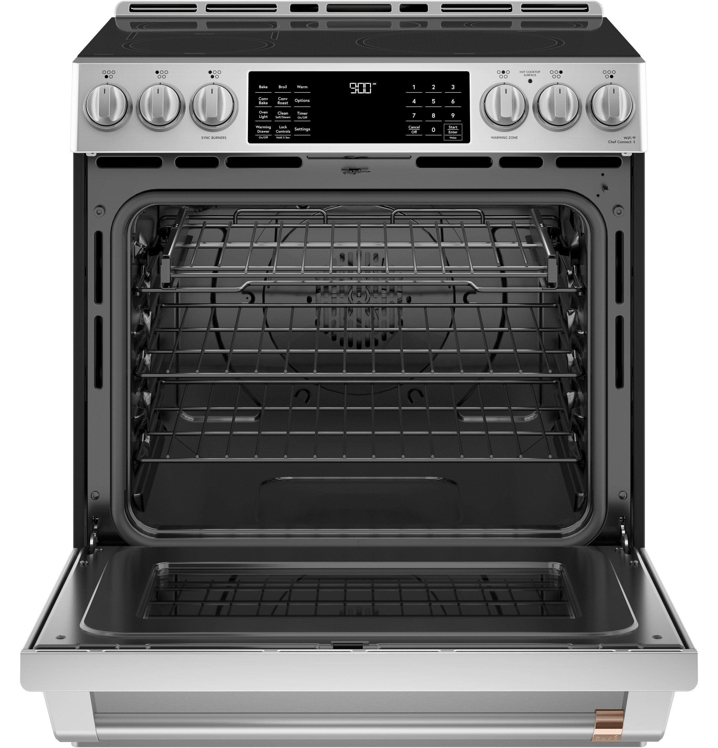 GE Caf&eacute; Stainless Steel 29-7/8 in. Electric 5-Burner Induction Slide-in Range 