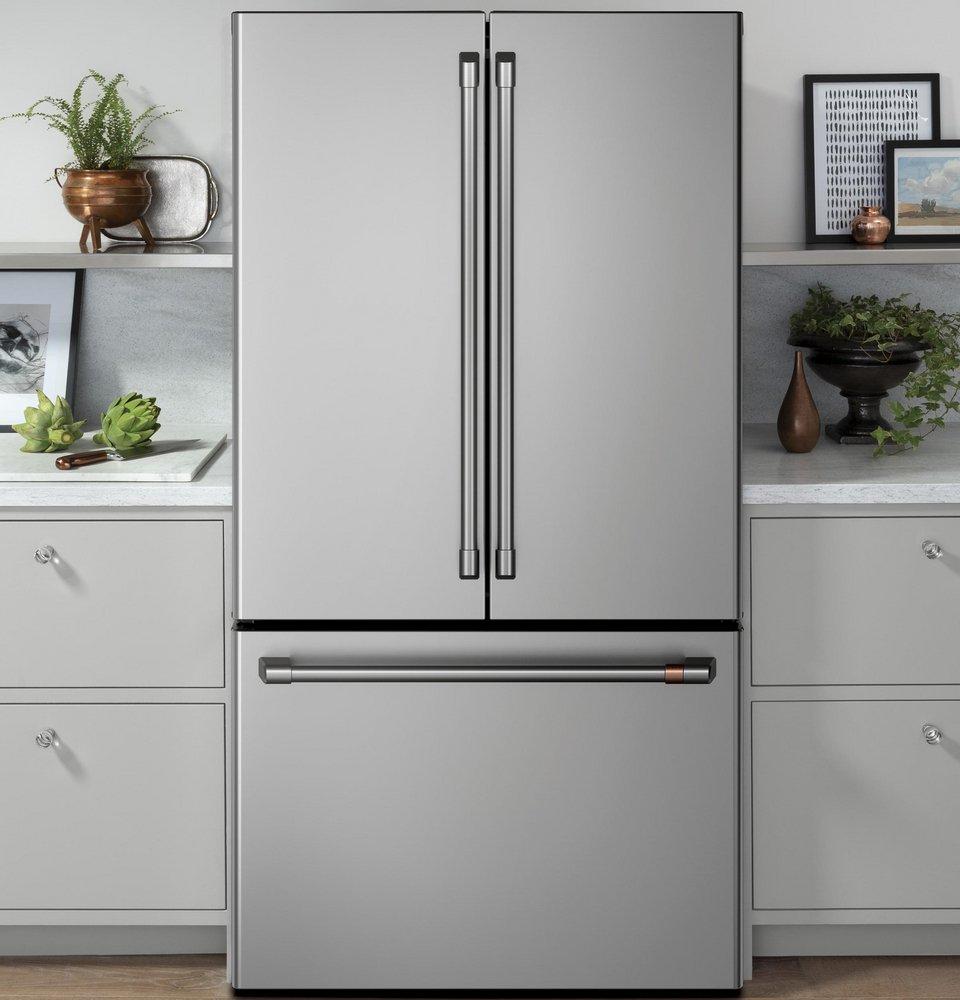 Cafe&trade; Stainless Steel 35-3/4 in. 15.93 cu. ft. Counter Depth and French Door Refrigerator 