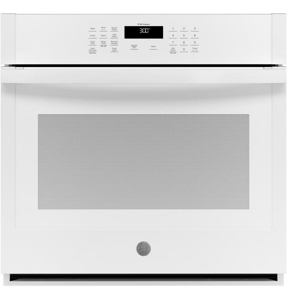 GE&reg; White 29-3/4 in. 5 cu. ft. Single Oven 
