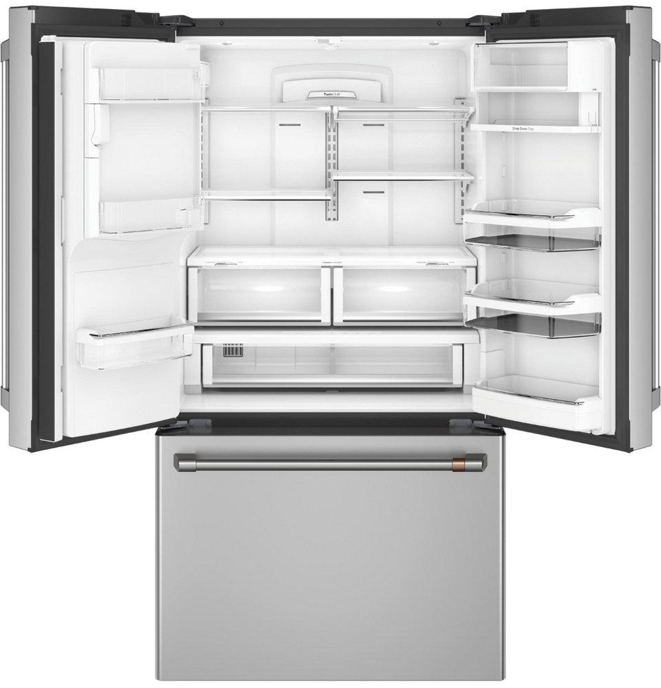 Cafe&trade; Stainless Steel 35-3/4 in. 14.92 cu. ft. Counter Depth and French Door Refrigerator 