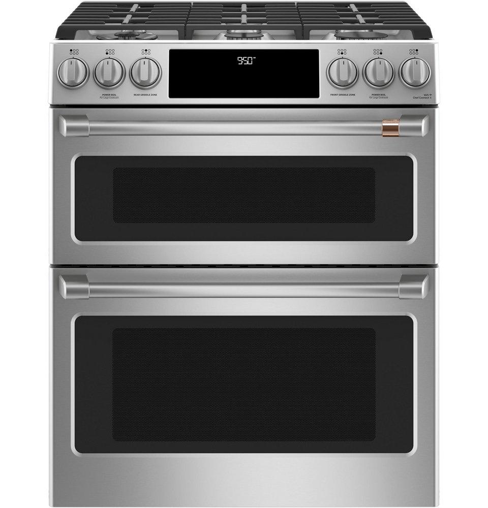 Cafe™ Stainless Steel 29-7/8 in. Dual Fuel 6-Burner Sealed Slide-in Range 