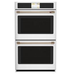 29-3/4 in. 10 cu. ft. 40A Drop Down Wall Mount Double Oven in Matte White with Brushed Stainless