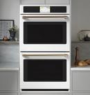 GE Caf&eacute; Matte White/Brushed Stainless 29-3/4 in. 10 cu. ft. 40A Drop Down Wall Mount Double Oven 
