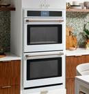 GE Caf&eacute; Matte White/Brushed Stainless 29-3/4 in. 10 cu. ft. 40A Drop Down Wall Mount Double Oven 